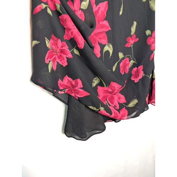 VTG 90s Y2K Floral Sheer Chiffon Whimsigoth Dark Fairy Grunge Boho Midi Skirt 14 - Picture 4 of 8